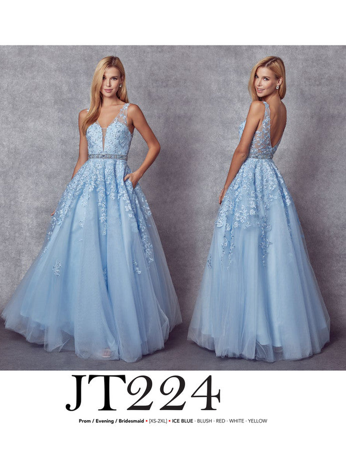 JULIET - JT224 - BLUSH Size XS / 2XL Long Jolene Prom Dress
