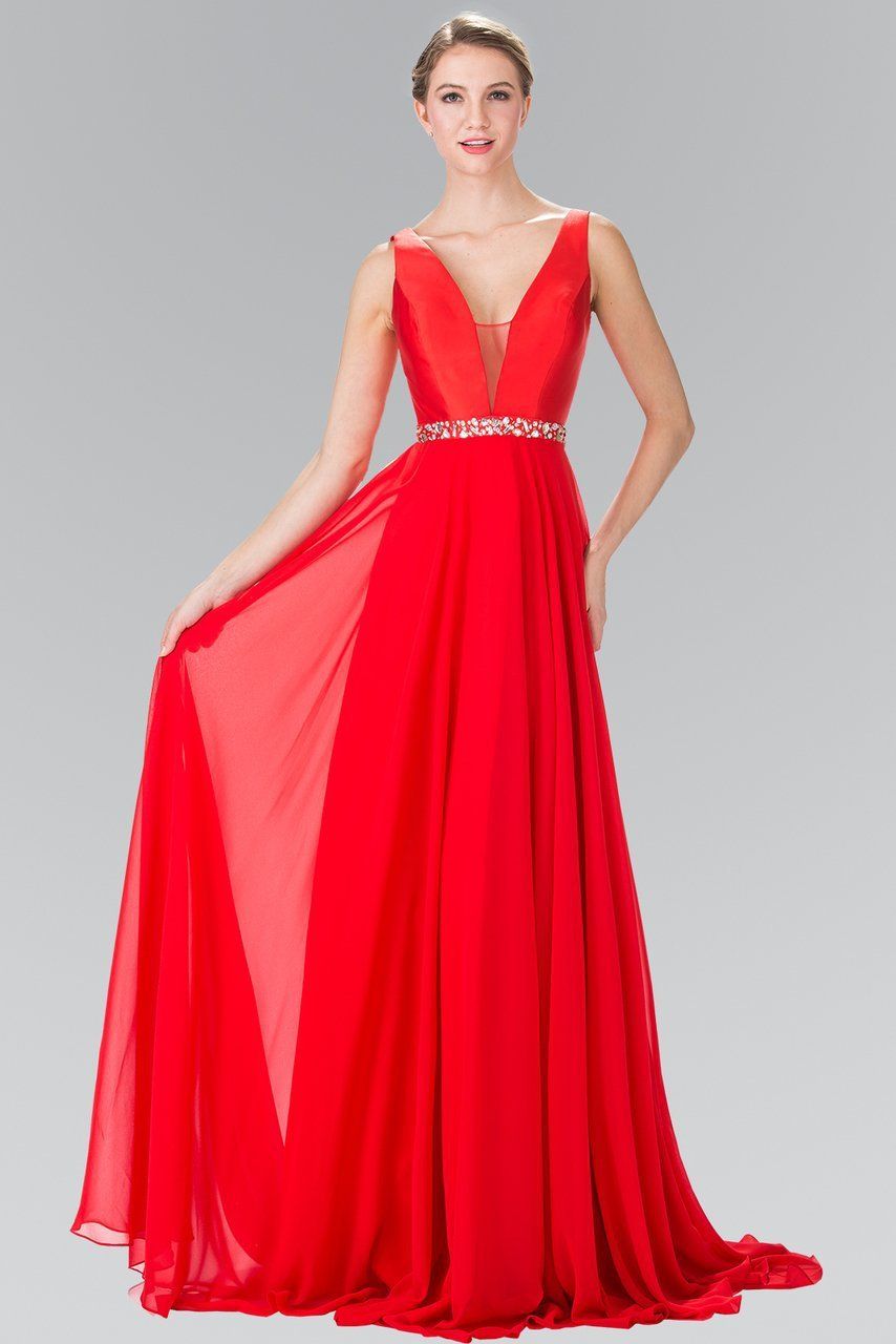 GLS COLLECTIVE - GL2293 - Red Size S Long Prom / Mother of the Bride / Bridesmaid Dress