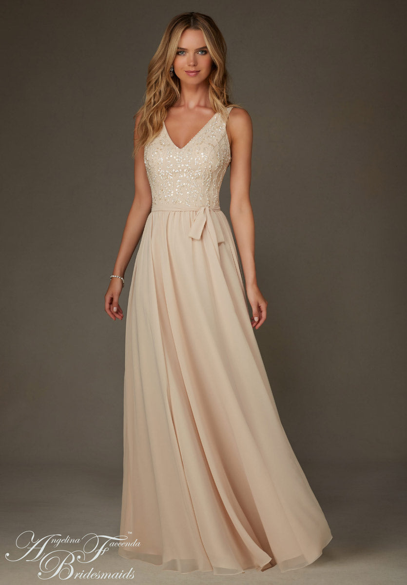 ANGELINA FACCENDA - 20472 - Champagne - Size 14 Long Prom / Mother of the Bride / Bridesmaid Dress