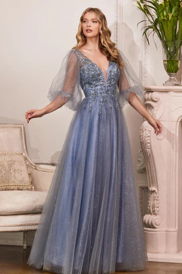 CINDERELLA DIVINE - 100182 - Smoky Blue Size 2XL Long Prom / Mother of the Bride / Bridesmaid Dress