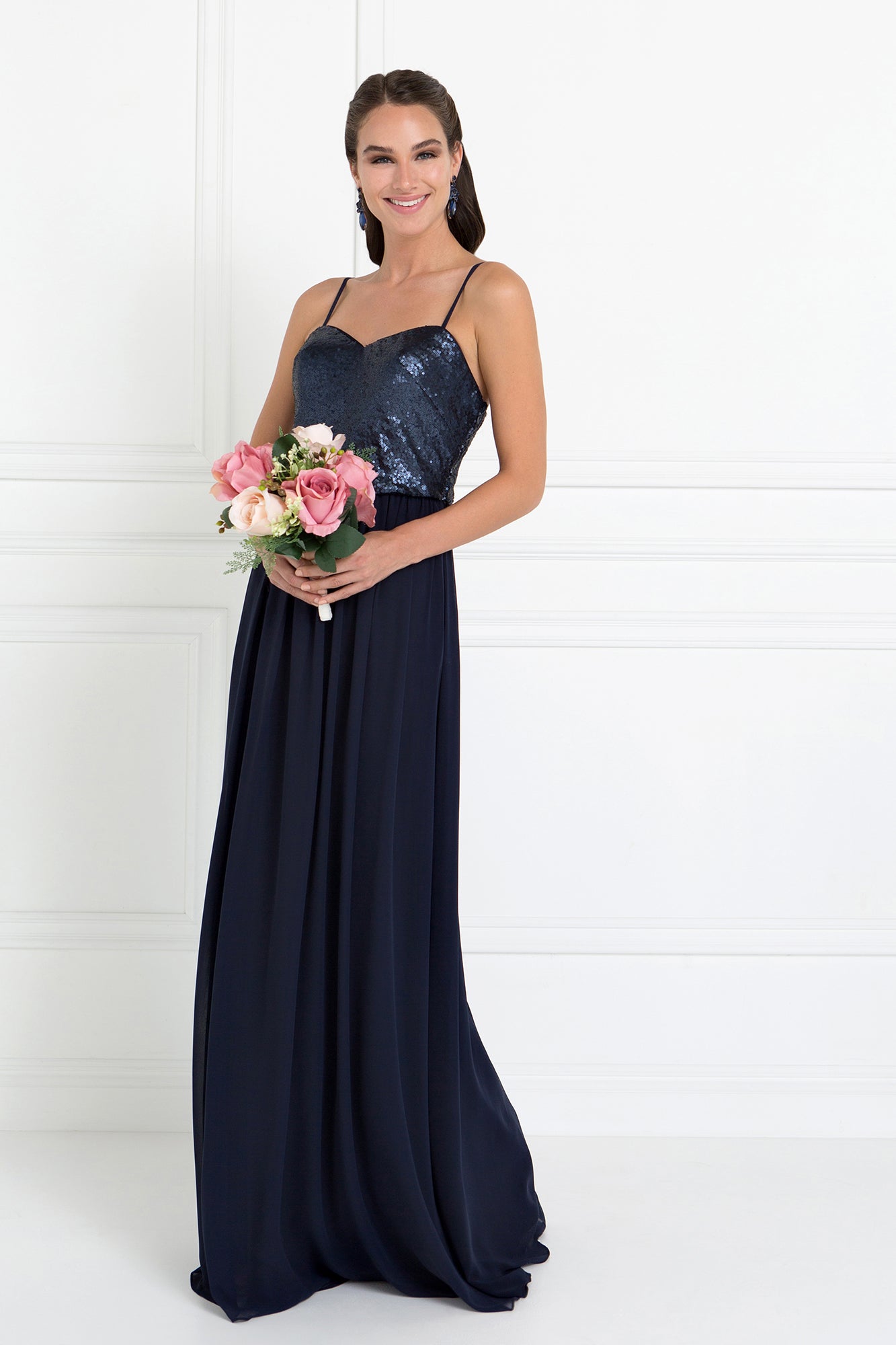 GLS COLLECTIVE - GL2416 - Champagne Size M-3XL or Navy XL Long Prom or Bridesmaid Dress