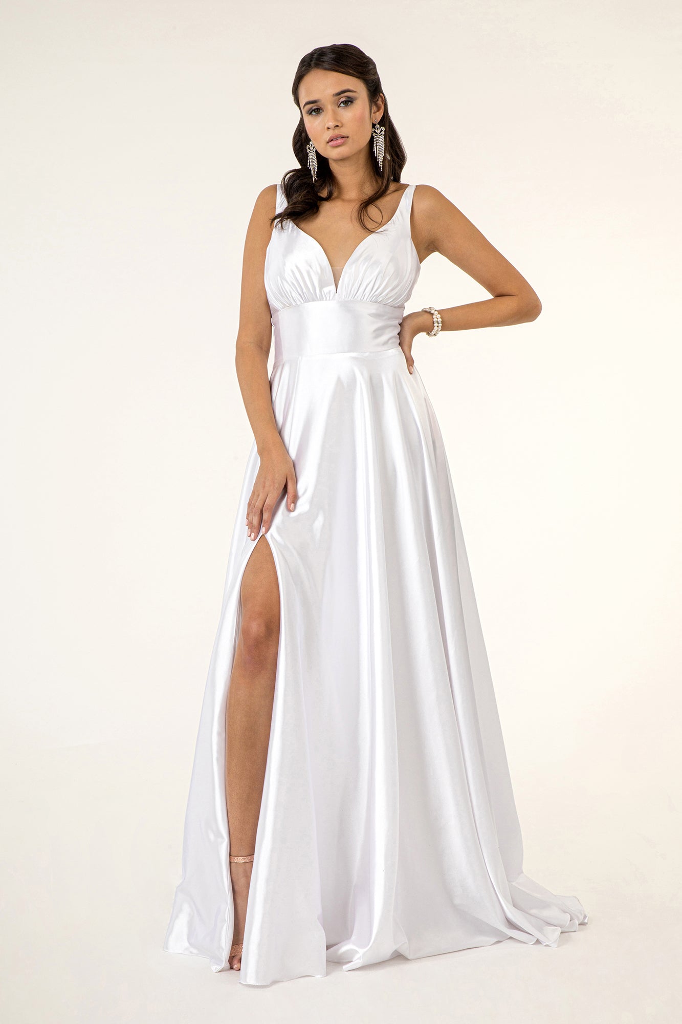 GLS COLLECTIVE - GL2963 - Blue L Long Prom / Bridesmaid Dress or White XL Wedding Dress