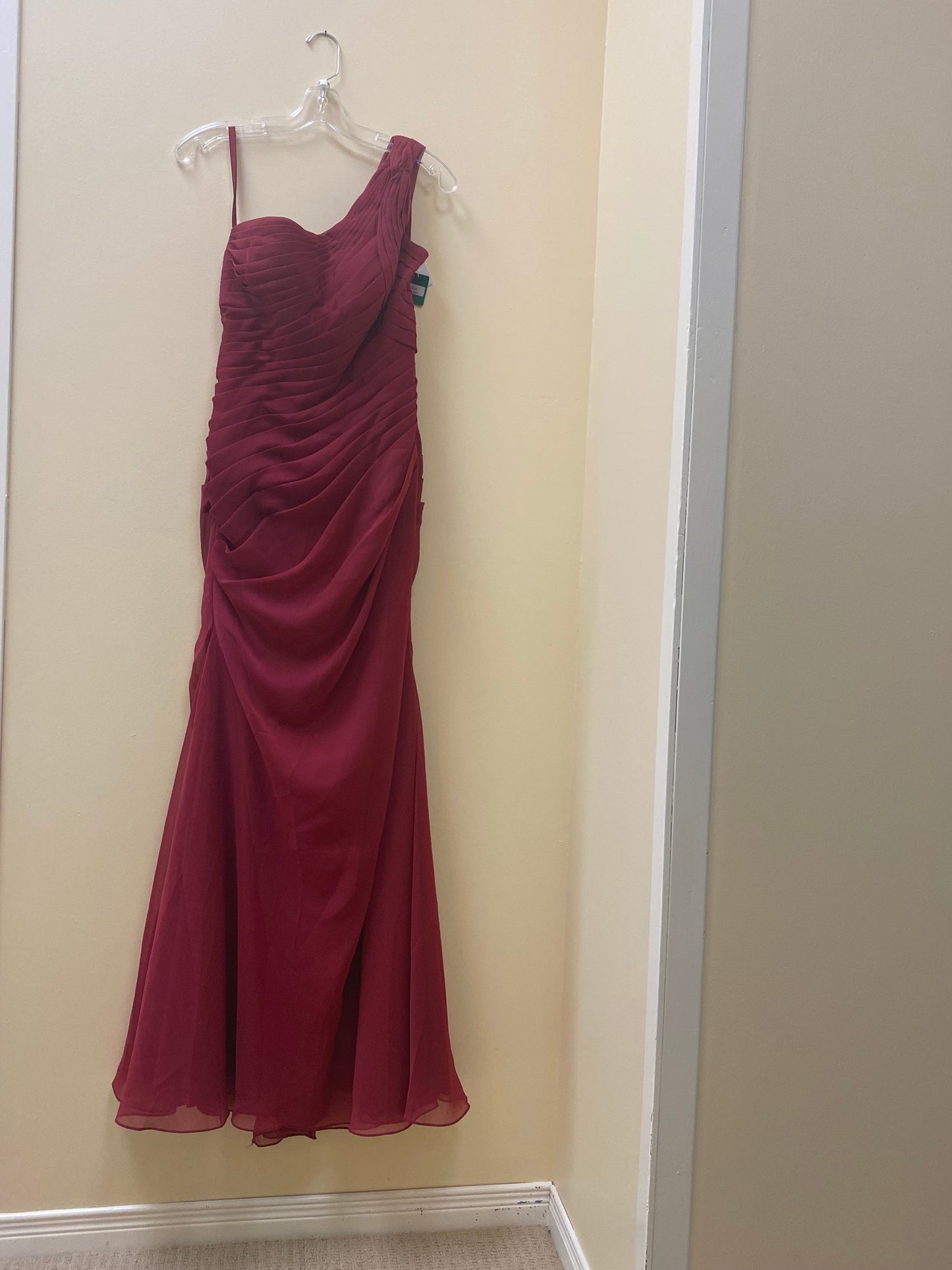 ANGELINA FACCENDA - 20452 - Claret Size 10 or Peacock Size 14 Long A Line Prom / Mother of the Bride / Bridesmaid Dress