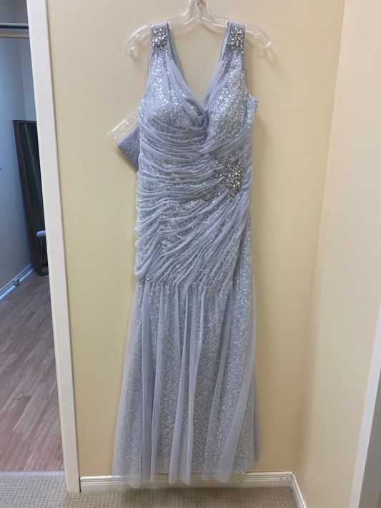 VM COLLECTION - 71118 - Silver Size 14 Long Prom / Mother of the Bride / Bridesmaid Dress