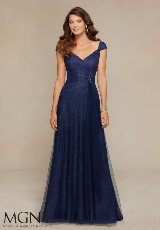 MGNY - 71318 - Navy Size 14 Long Prom / Mother of the Bride / Bridesmaid Dress