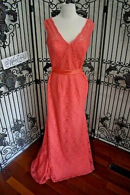 MORI LEE - 724 - Coral Size 14 Long Prom / Mother of the Bride / Bridesmaid Dress