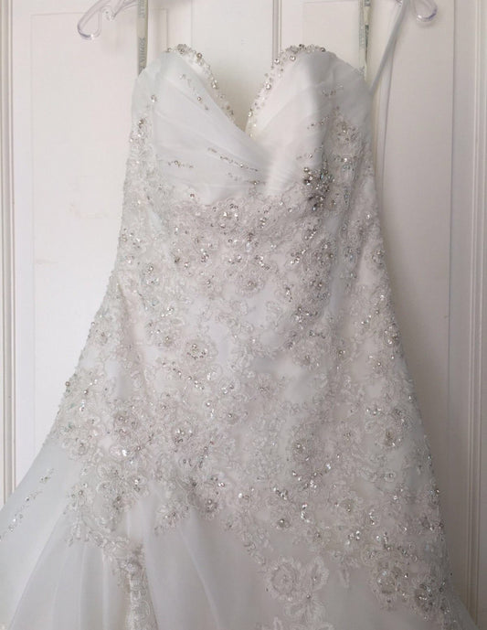 SOPHIA TOLLI - Y11407 - Diamond White Size 12 Wedding Dress
