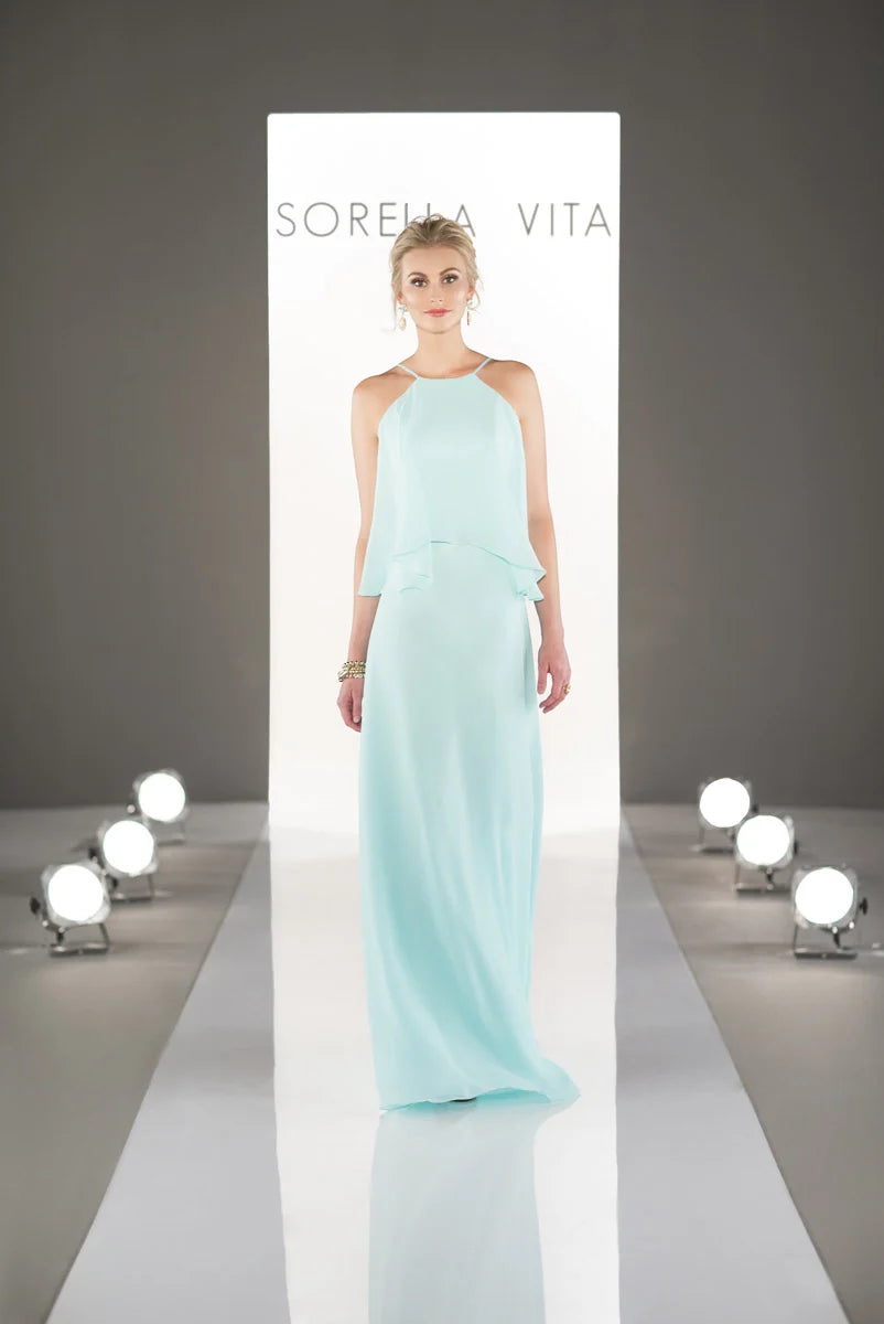 SORELLA VITA - 8736 - Mint Size 8 Long Prom / Bridesmaid Dress