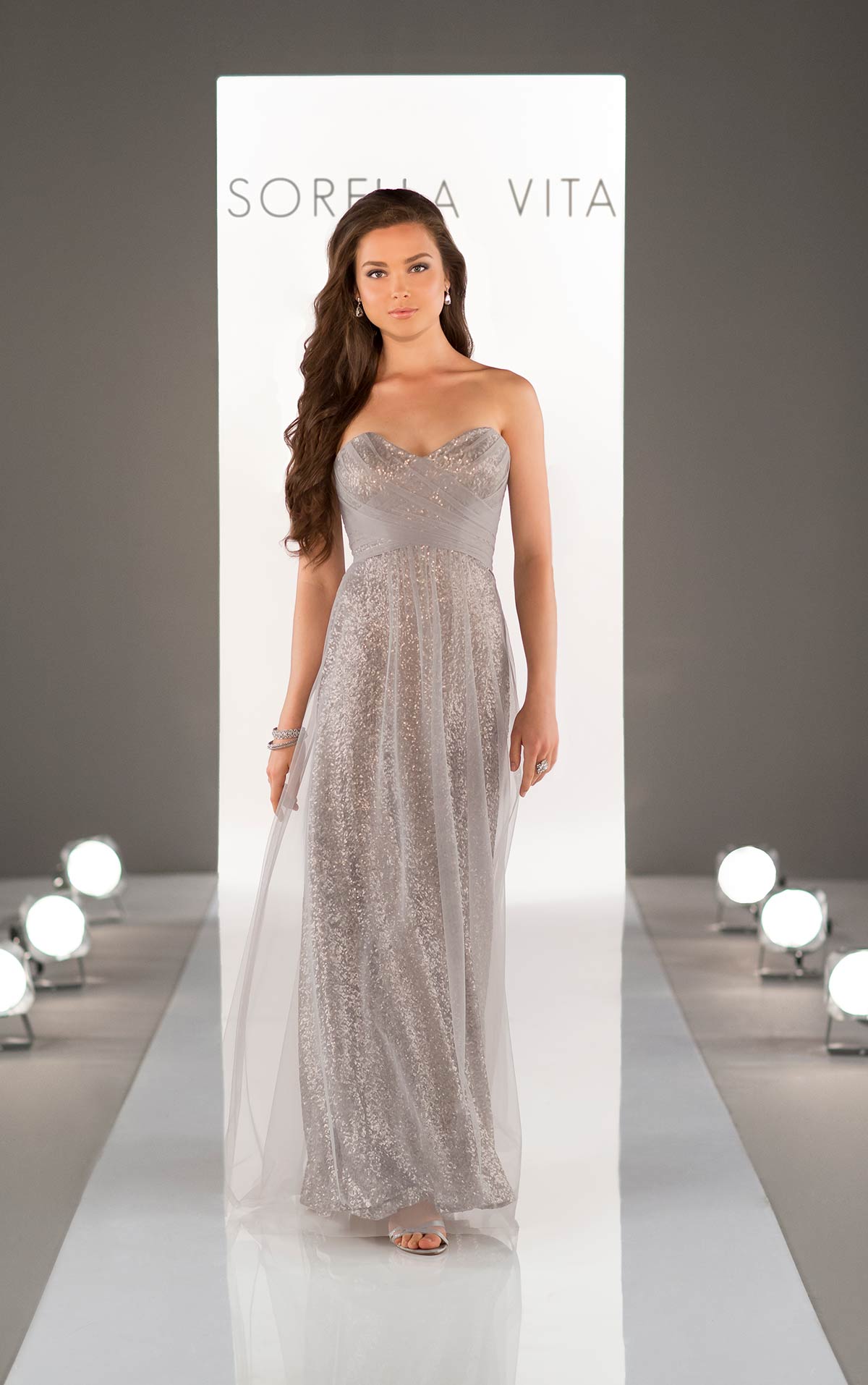 SORELLA VITA - 8684 - Platinum Size 12 Long Prom / Mother of the Bride / Bridesmaid Dress