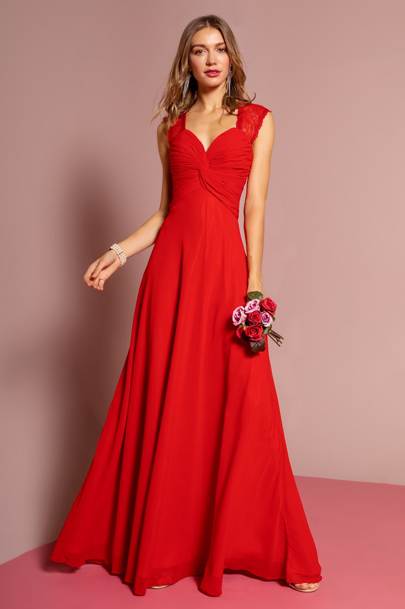GLS COLLECTIVE - GL1376 - Red Size M / Black Size 3XL - Long Prom / Mother of the Bride / Bridesmaid Dress
