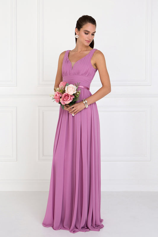 GLS COLLECTIVE - GL1525 - Rose Pink Size M Long Prom / Bridesmaid Dress