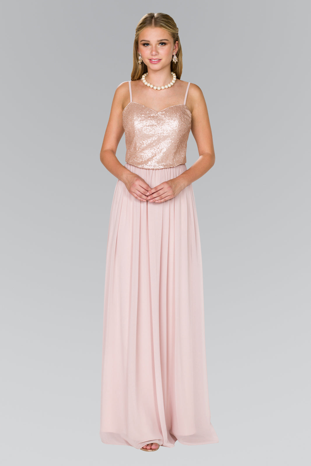 GLS COLLECTIVE - GL2416 - Champagne Size M-3XL or Navy XL Long Prom or Bridesmaid Dress