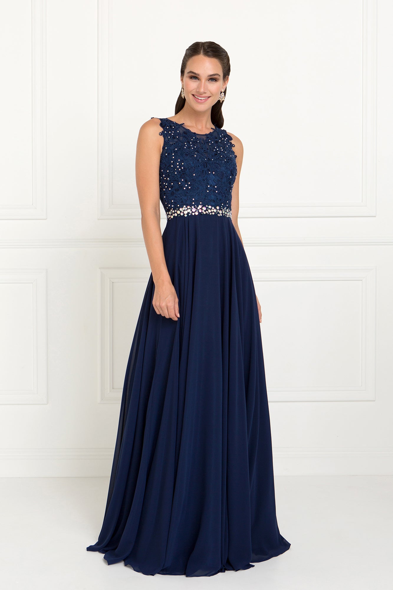 GLS COLLECTIVE - GL2417 - Navy Size XL Long Prom / Mother of the Bride / Bridesmaid Dress
